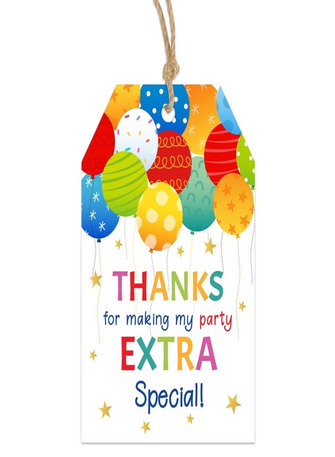 TQQBUU 50pcs Balloon Thank You for Celebrating with Us Tags with String - Thank You Tags for Party Favors (3.3" x 2.2") - Colorful - Image 1