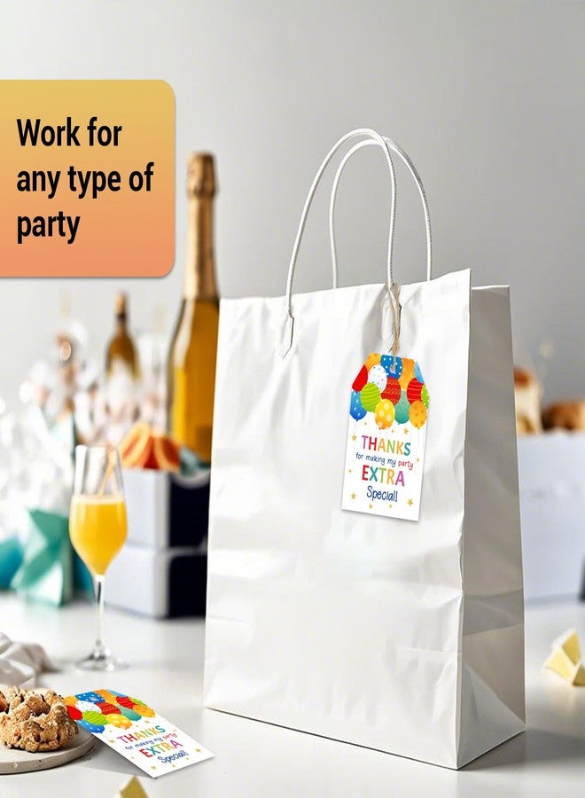 TQQBUU 50pcs Balloon Thank You for Celebrating with Us Tags with String - Thank You Tags for Party Favors (3.3" x 2.2") - Colorful - Image 4