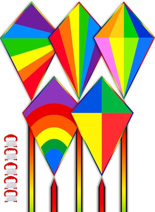 Ynanimery 5 Pack Kite for Kids Adults Easy to Fly, Kites for Kids Ages 4-8 8-12, Rainbow Kites for Toddlers Age 3-5 Beginners Easy to Fly in Low Wind- Large Kite for Family Beach Outdoor Games and Activities - Image 1