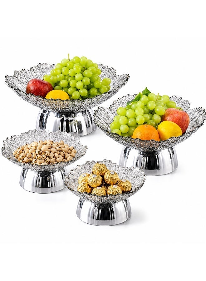 4PCS أنيق كريستال الفواكه وعاء مجموعة مع القاعدة القابلة للفصل ديكور تقديم وعاء للوجبات الخفيفة الحلوى - Image 1