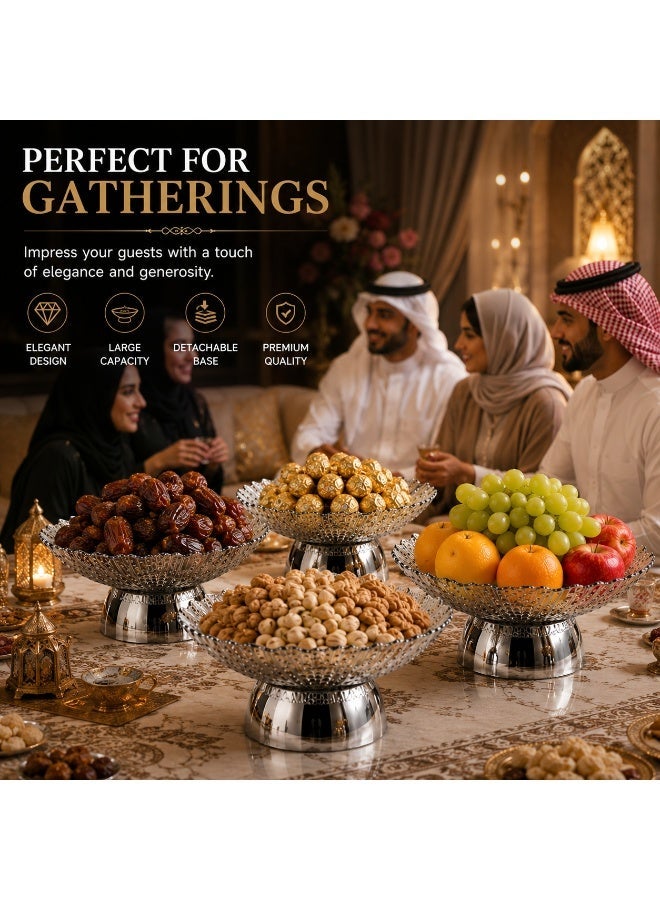 4PCS أنيق كريستال الفواكه وعاء مجموعة مع القاعدة القابلة للفصل ديكور تقديم وعاء للوجبات الخفيفة الحلوى - Image 5