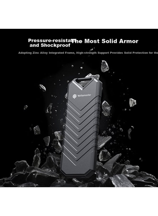 Yottamaster M.2 Nvme/Sata Dual Protocol Mobile Hard Drive Enclosure Ssd Solid State Drive Enclosure Laptop External Enclosure Zinc Alloy - Image 2