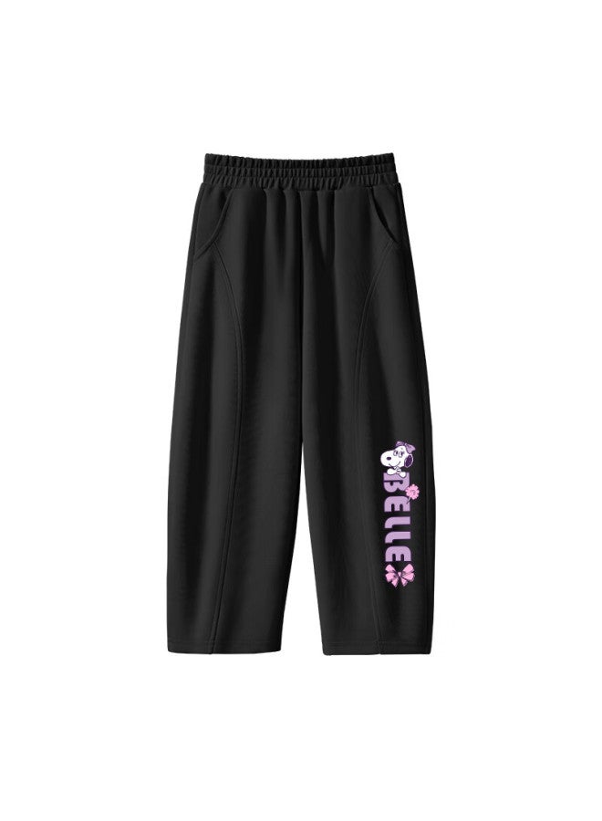 Snoopy Kids Children's Pants Girls Harem Pants Boys Spring Long Pants Black-erfly 110 - Image 1