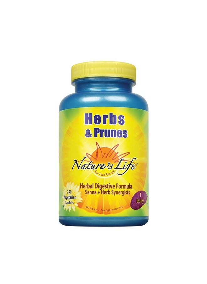 Nature's Life Natures Life Herbs & Prunes | 400mg Senna & Herbal Blend for Healthy Digestion Support | Non-GMO | 250 Tabs, 250 Serv.  - Image 1