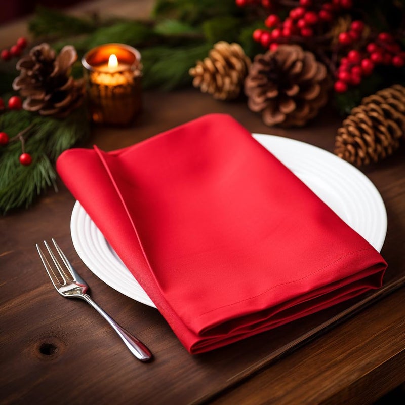 COTTON CRAFT Christmas Red Napkins -12 Pack 100% Cotton Dinner Napkins - All Year Xmas Fall Thanksgiving Celebration Party Gift Holiday Table Napkin - Soft Washable Reusable Cloth Napkin -18x18 - Image 2