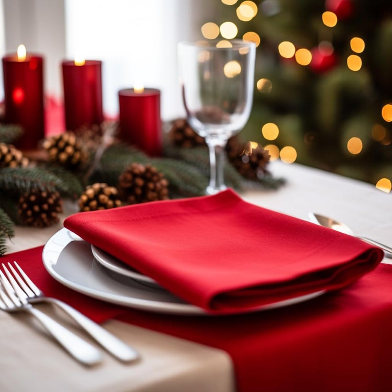 COTTON CRAFT Christmas Red Napkins -12 Pack 100% Cotton Dinner Napkins - All Year Xmas Fall Thanksgiving Celebration Party Gift Holiday Table Napkin - Soft Washable Reusable Cloth Napkin -18x18 - Image 3