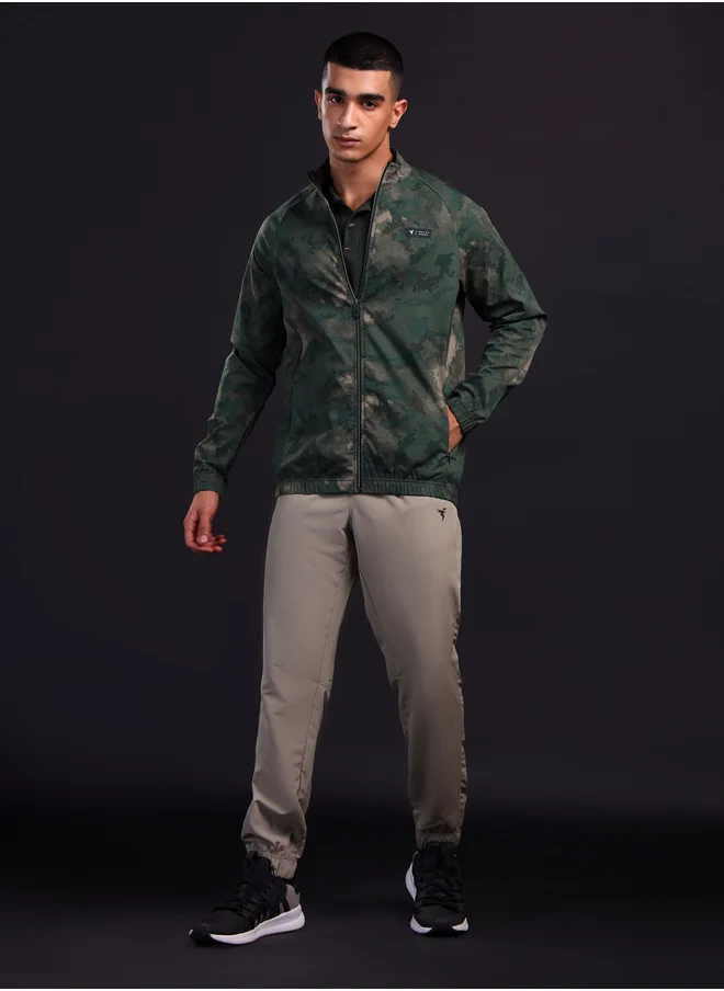 تكنوسبورت Technosport Men Camouflage Printed Mock Neck Slim Fit Jacket with TS FLEXI