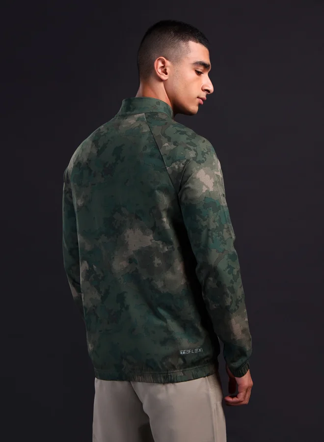 Technosport Technosport Men Camouflage Printed Mock Neck Slim Fit Jacket with TS FLEXI