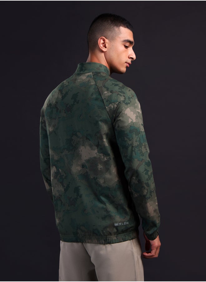 Technosport Technosport Men Camouflage Printed Mock Neck Slim Fit Jacket with TS FLEXI  - Image 3