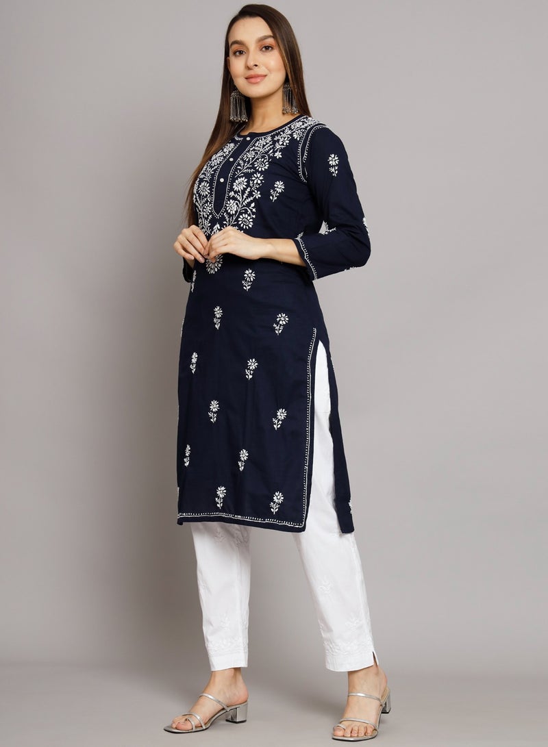Alaya Hand Embroidered Chikankari Cotton Kurta-ALNTV115 - Image 4