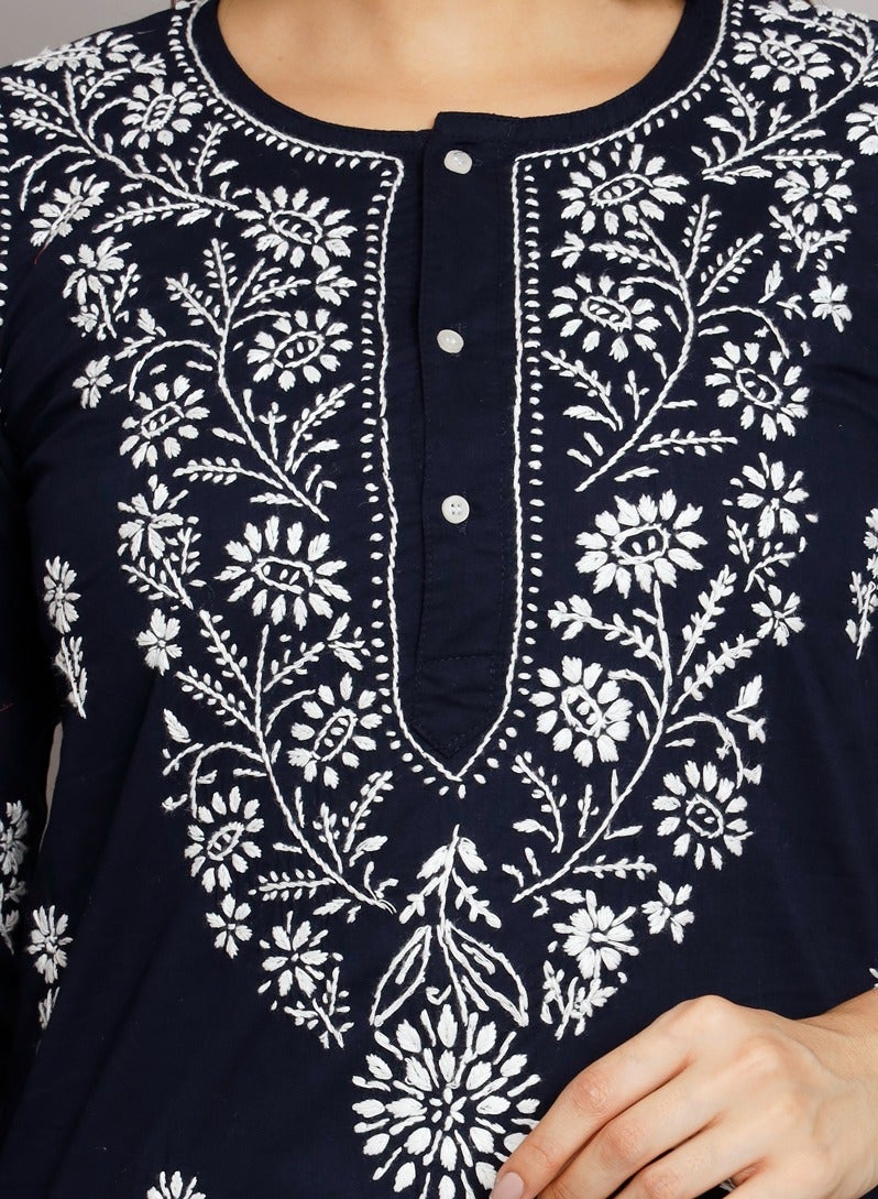 Alaya Hand Embroidered Chikankari Cotton Kurta-ALNTV115 - Image 5