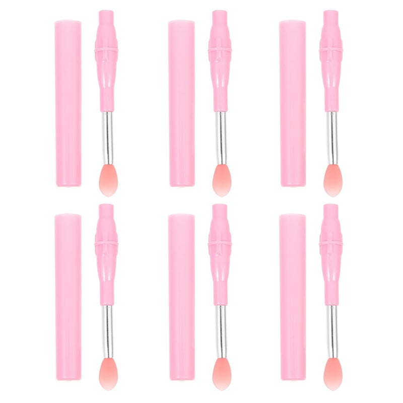 6pcs Silicone Lip Brush Set with Caps Lipstick and Lip Balm Applicator Tools Reusable Makeup Brushes - Image 1