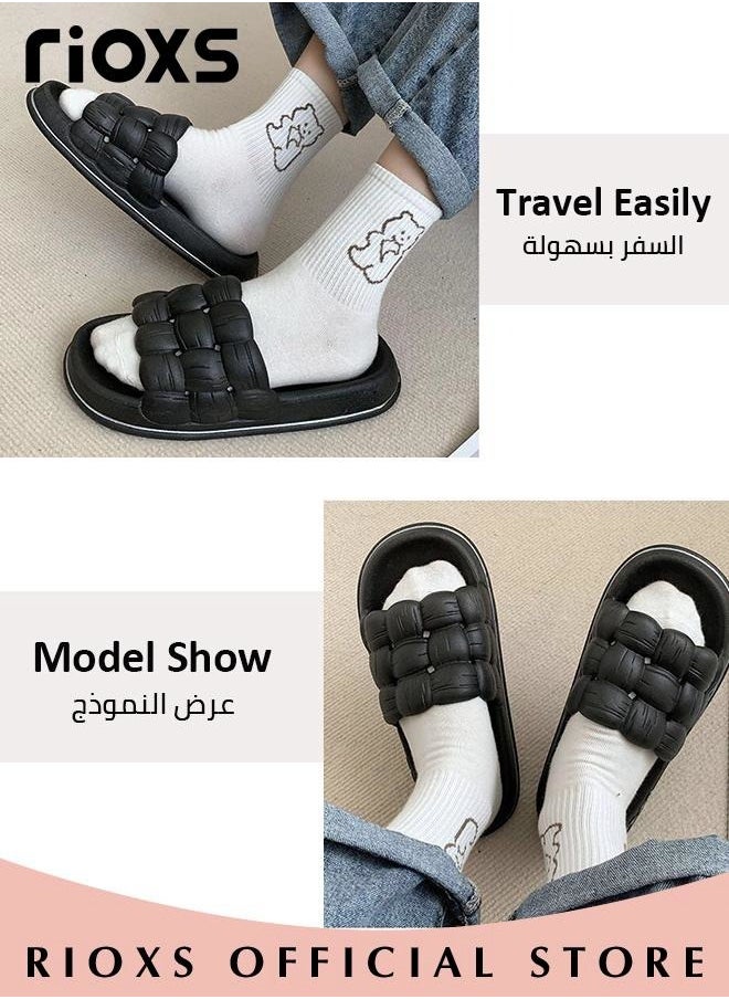 ريوكس شبشب نسائي صيفي مع حزام المنسوجة شبشب سريع الجافة عدم الانزلاق صنادل ناعمة النعال مستخدمة في الهواء الطلق والأماكن المغلقة  - Image 3