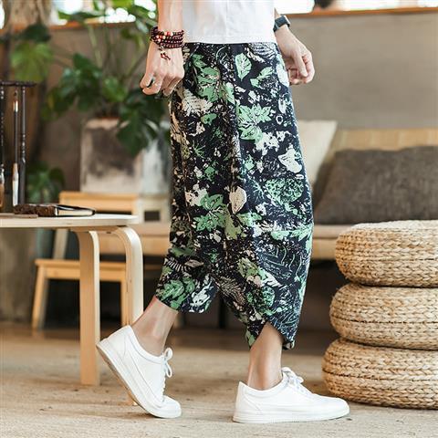 Summer Linen Shorts Men Casual Loose Chinese Style A099 Lotus  - Image 4
