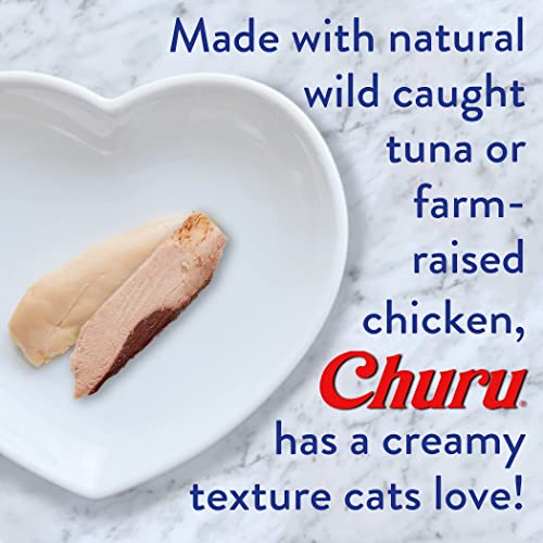 INABA Churu Cat Treats, Grain-Free, Lickable, Squeezable Creamy Purée Cat Treat/Topper, 25 Tuna & 25 Chicken - Image 5