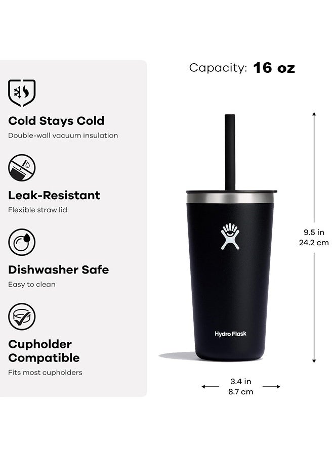 Hydro Flask 16 oz All Around Tumbler with Straw Lid and stainless steel double-wall vacuum insulation  Tumbler BPA-Free  - Image 2