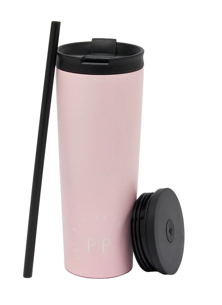 Prickly Pear Travel 2 In 1 Double Walled Insulated Stainless-Steel Tumbler With Secure Sealed Lid Keeping Drinks Hot Or Cold Leak Resistant 24Oz Pink.  - Image 2