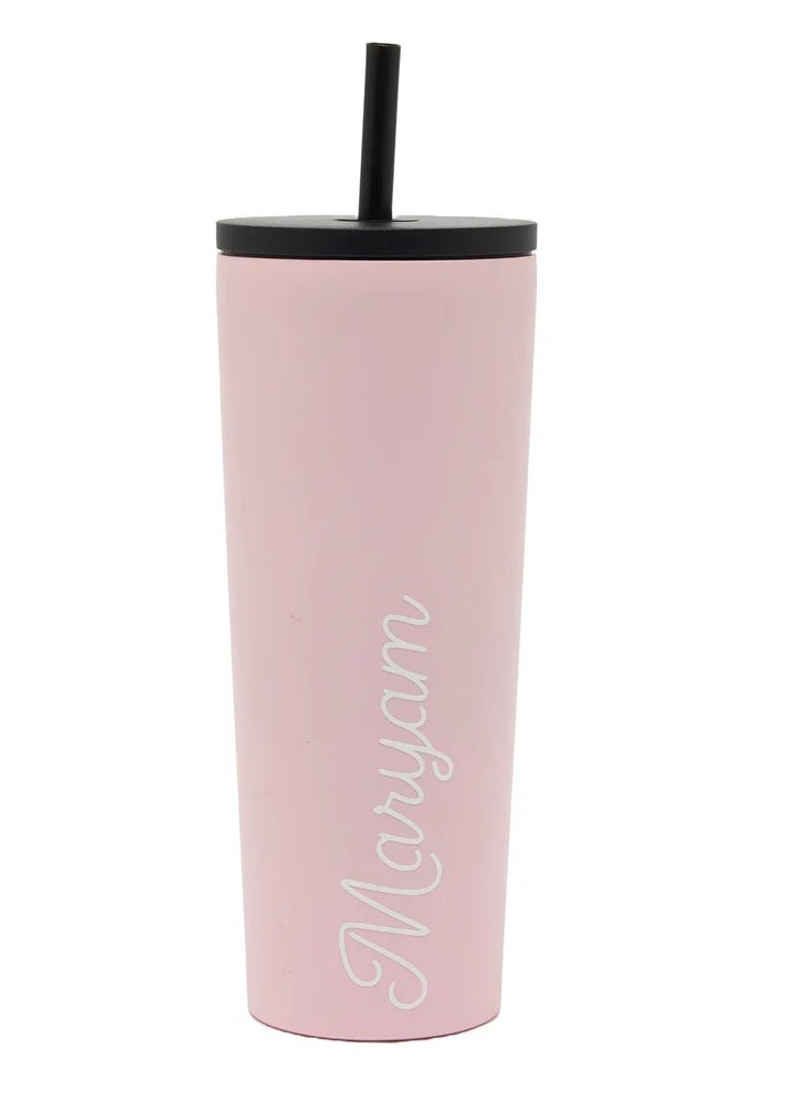 Prickly Pear Travel 2 In 1 Double Walled Insulated Stainless-Steel Tumbler With Secure Sealed Lid Keeping Drinks Hot Or Cold Leak Resistant 24Oz Pink.  - Image 3