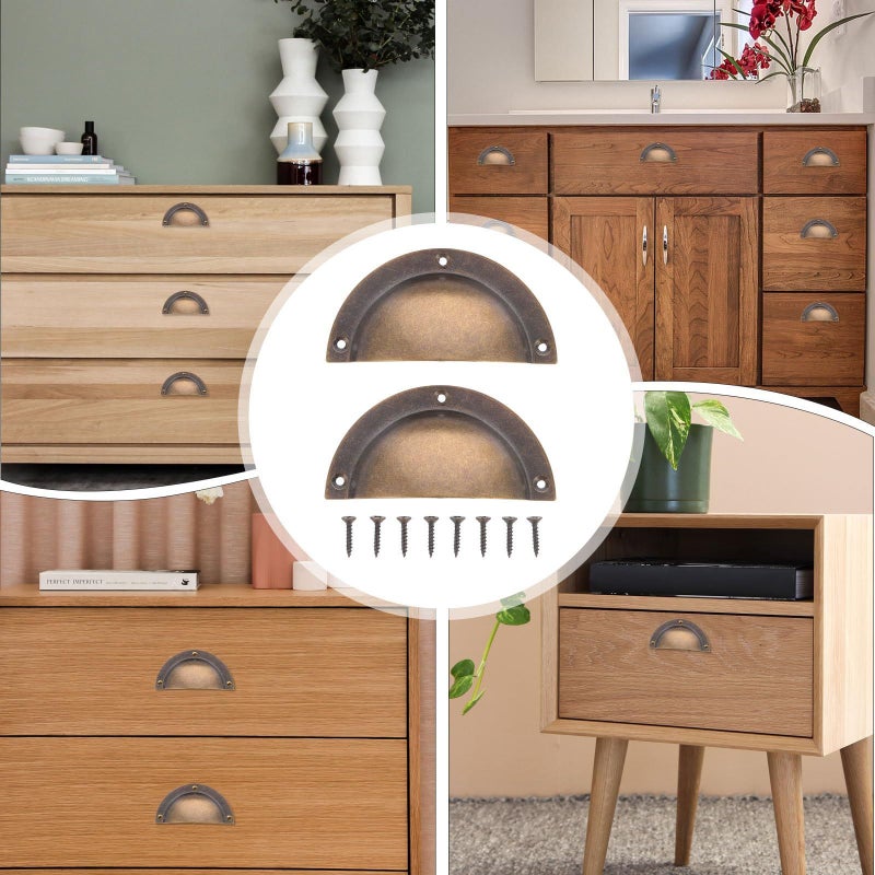 2 Pcs Brass Cabinet Handles Antique Shell Drawer Pulls for Kitchen Remodeling - Image 5