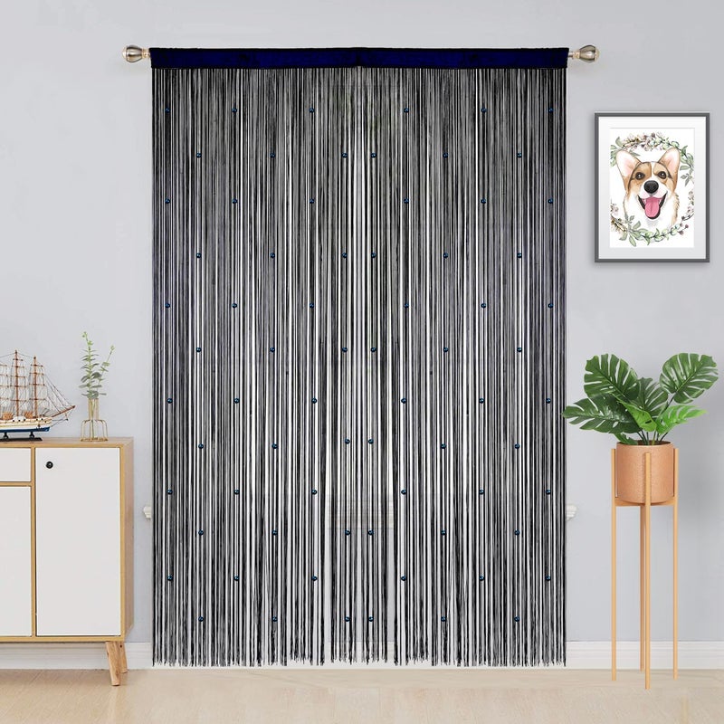 YIIBAII Beaded Curtain Beaded Curtains for Doorways Crystals Suitable for Interior Hanging Decoration and Partitions Closet Curtains (39"x79", Starry Blue) - Image 3