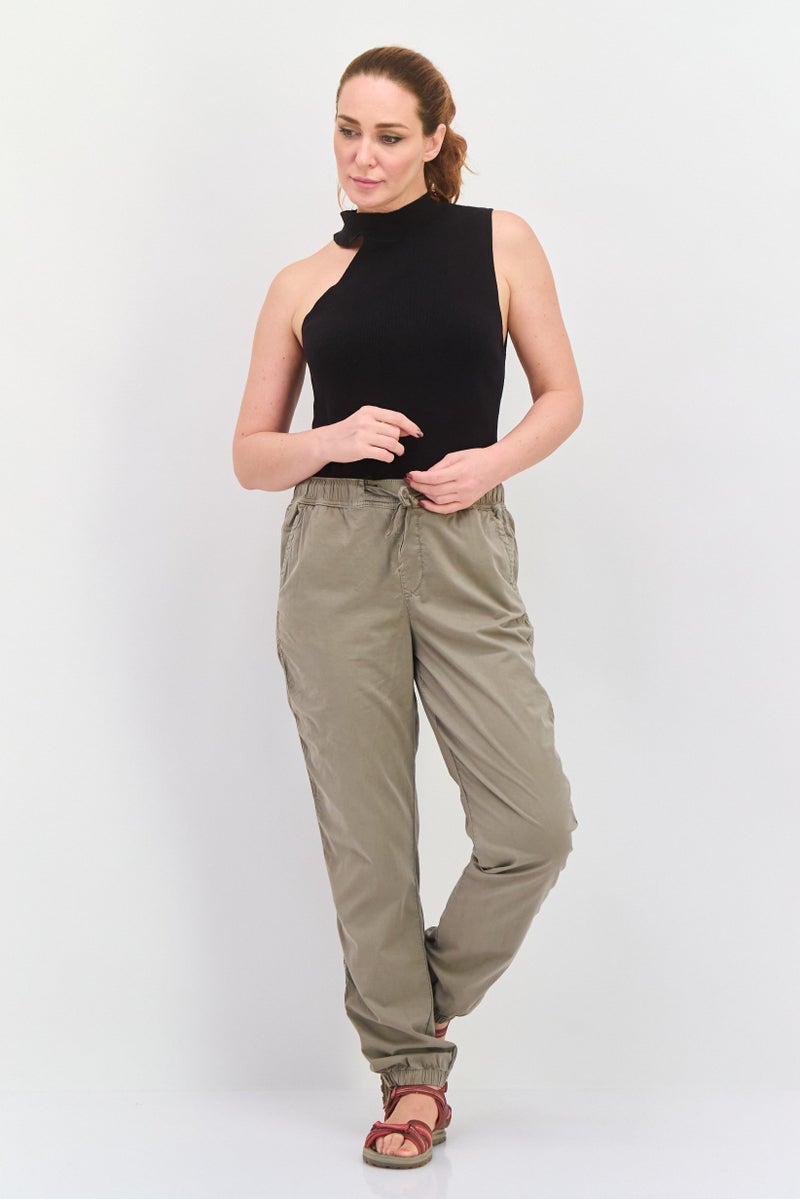 Women Slim Fit  Plain Jogger Pants, Grey