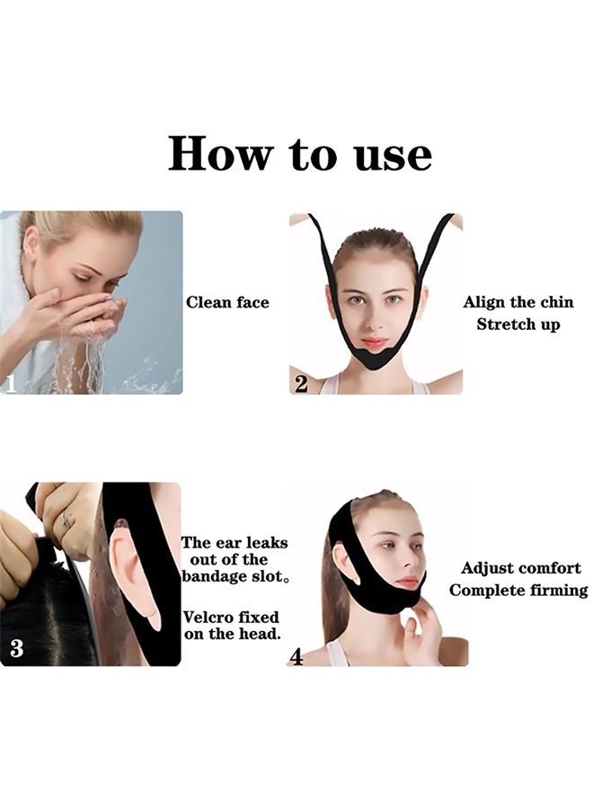 WIDVIH Reusable Silicone Double Chin Reducer V Line Lifting Strap Chin Face Mask for Men and Women Face and Neck Anti Wrinkle V Shaped Silicone Lift Bandage (Black)  - Image 4