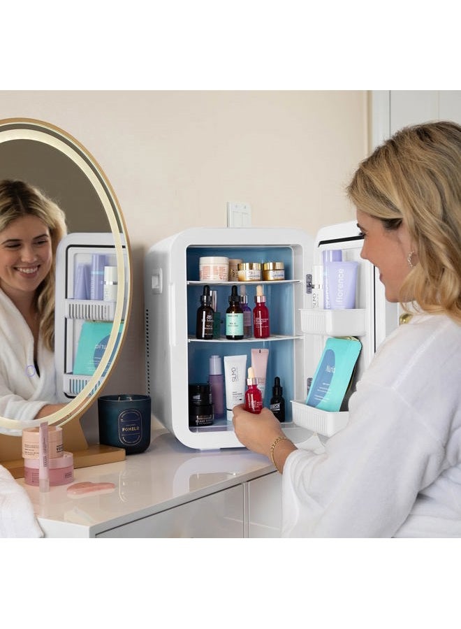 Cooluli 20L Mini Fridge For Bedroom - Car, Office Desk & College Dorm Room - Glass Front & Digital Temperature Control - Small 12v Refrigerator for Food, Drinks, Skincare, Beauty & Breast Milk (Pink) - Image 2