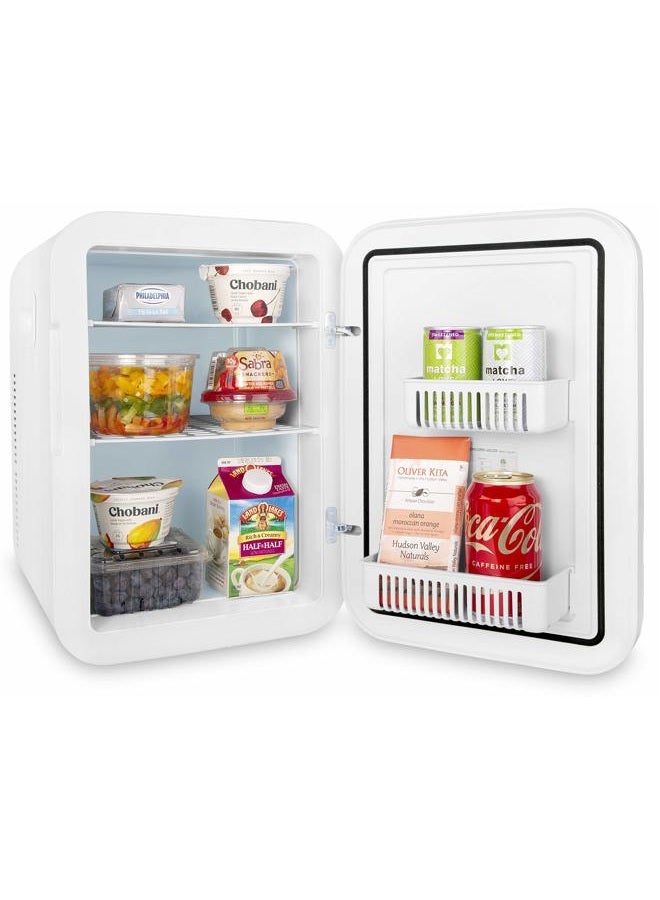 Cooluli 20L Mini Fridge For Bedroom - Car, Office Desk & College Dorm Room - Glass Front & Digital Temperature Control - Small 12v Refrigerator for Food, Drinks, Skincare, Beauty & Breast Milk (Pink) - Image 5