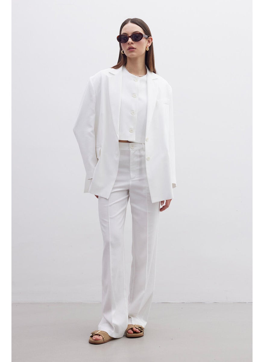 Manuka Natural Straight Trousers Ecru  - Image 1