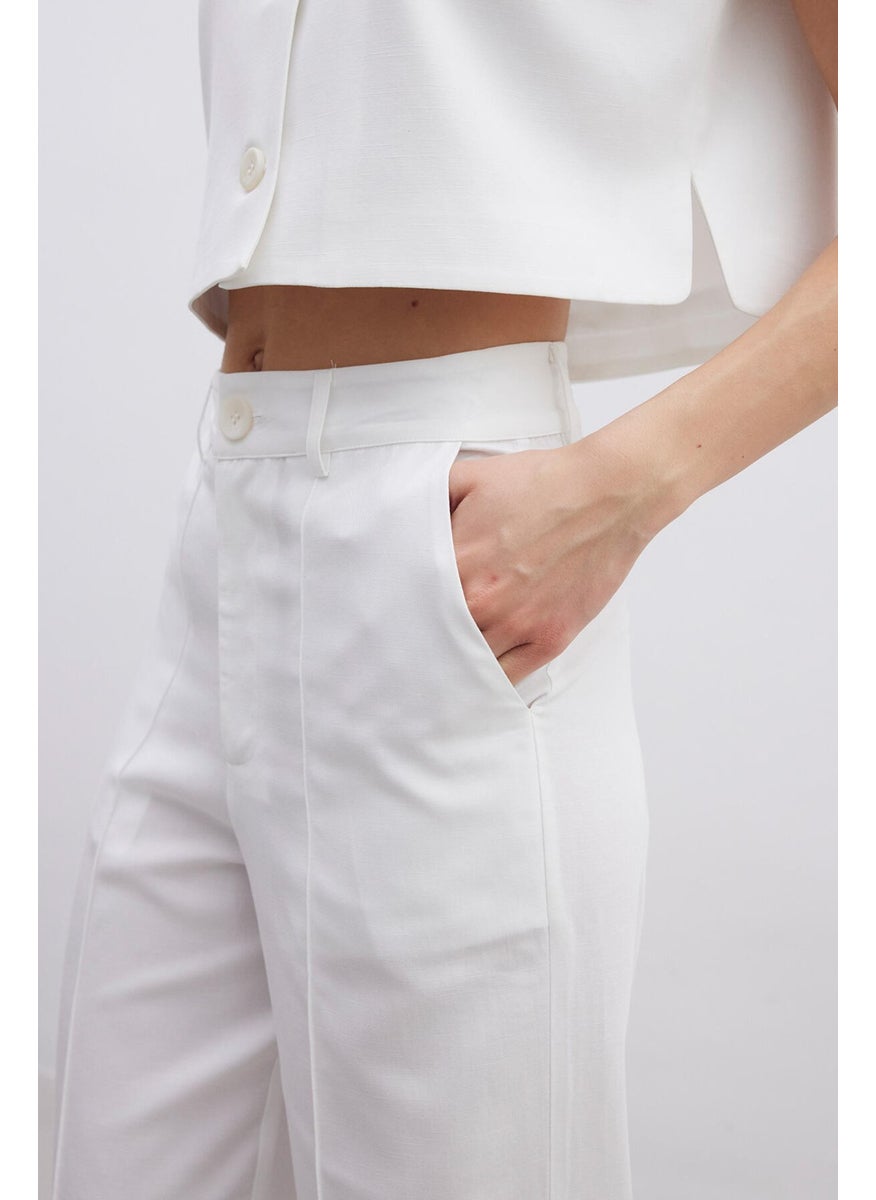 Manuka Natural Straight Trousers Ecru  - Image 2