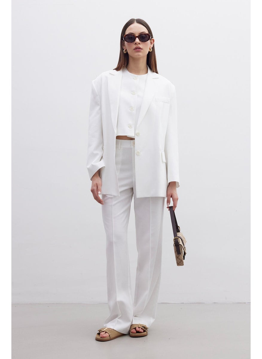 Manuka Natural Straight Trousers Ecru  - Image 3