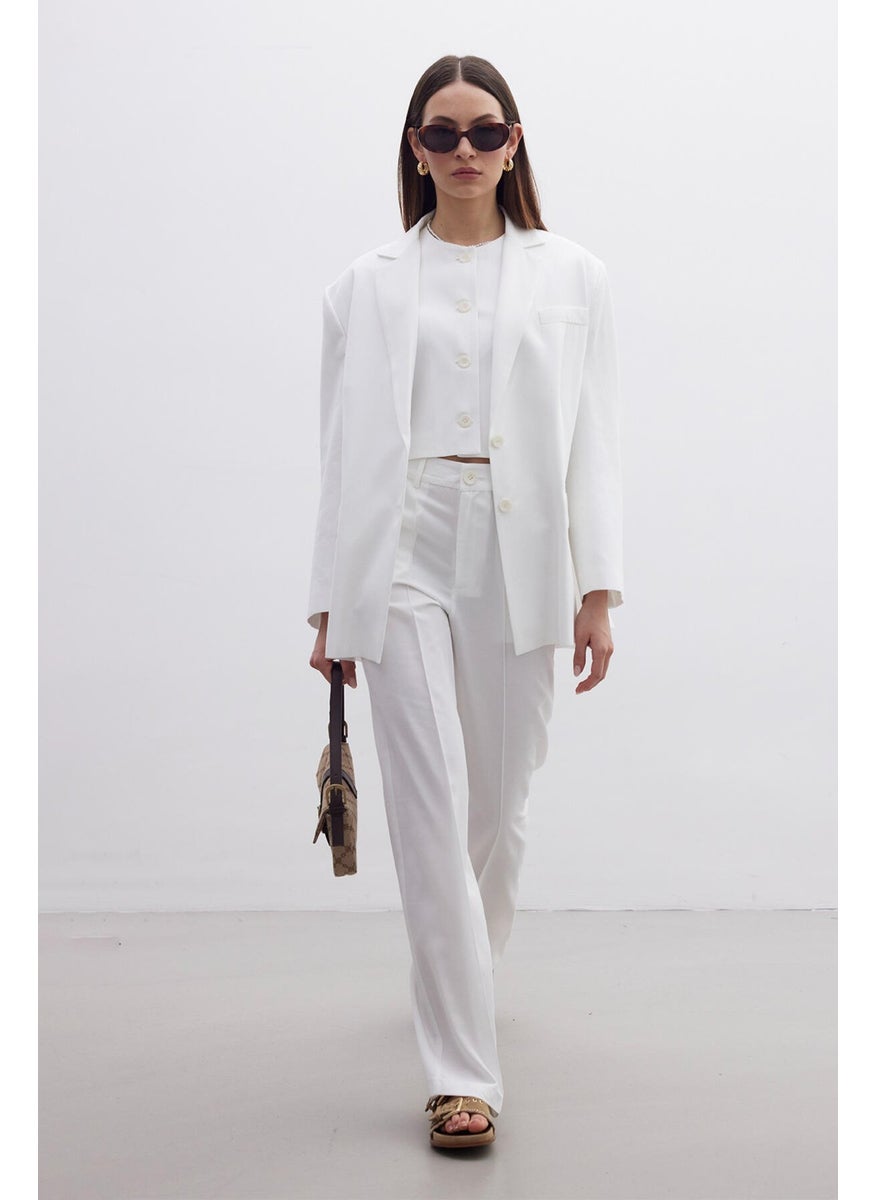 Manuka Natural Straight Trousers Ecru  - Image 5