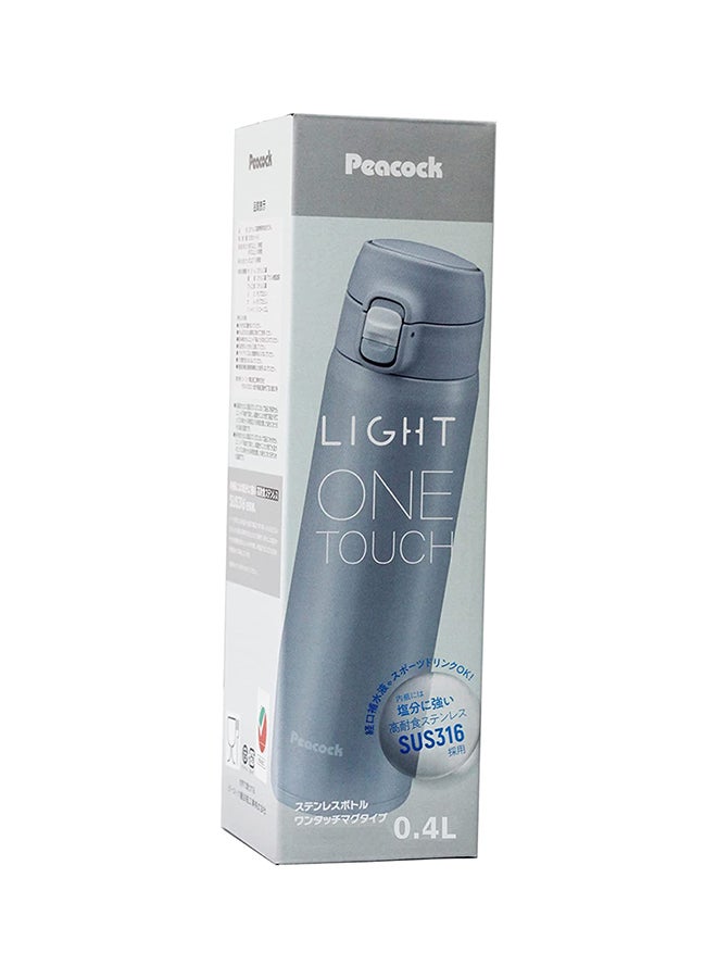 Peacock 400ml Stainless Steel Onetouch Vacuum Water Bottle Sports Bottle in Grey, Insulated Leak Proof Thermal Flask with Safety Lock for Hot and Cold Drinks - Image 4