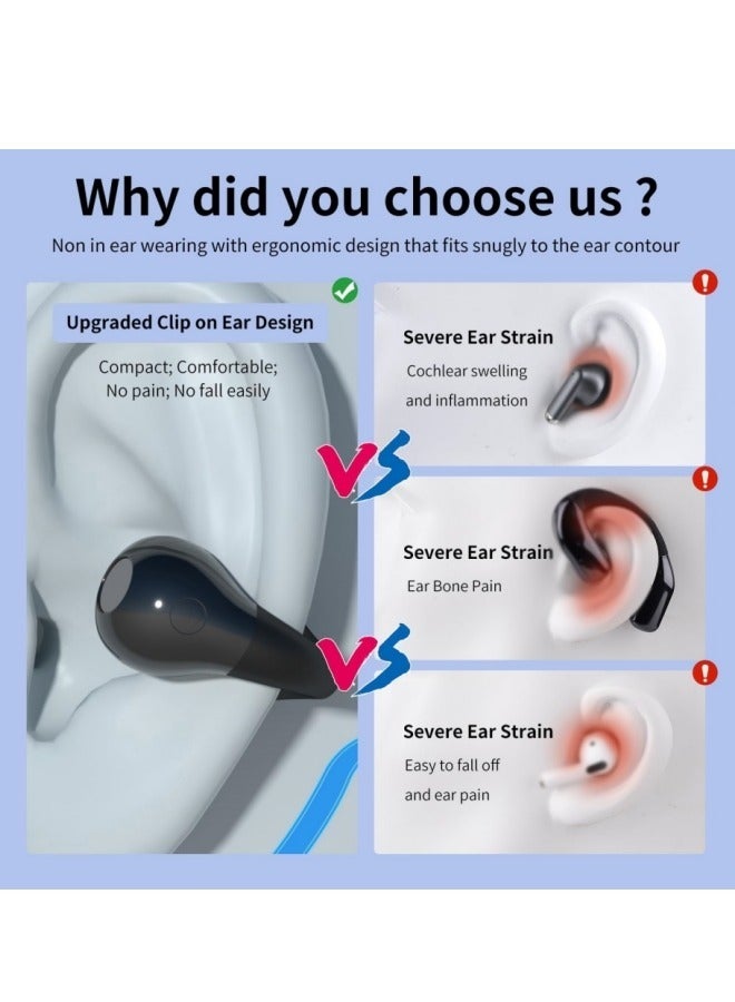 Open Ear Bone Conduction Earphones Bluetooth 5.3 Wireless Clip-On Earbuds with Digital Display Charging Case Sports Earphones Built-in Microphone IPX7 Waterproof for Running Fitness  - Image 2