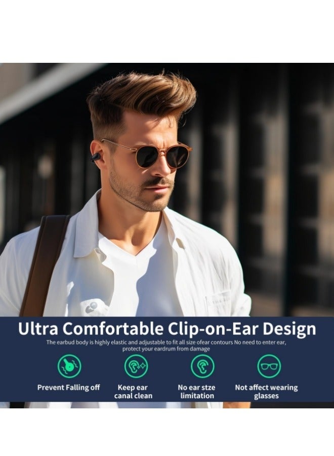 Open Ear Bone Conduction Earphones Bluetooth 5.3 Wireless Clip-On Earbuds with Digital Display Charging Case Sports Earphones Built-in Microphone IPX7 Waterproof for Running Fitness  - Image 3