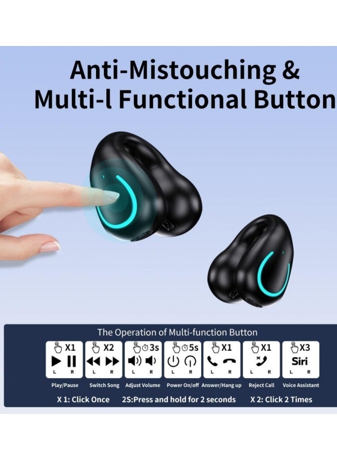 Open Ear Bone Conduction Earphones Bluetooth 5.3 Wireless Clip-On Earbuds with Digital Display Charging Case Sports Earphones Built-in Microphone IPX7 Waterproof for Running Fitness  - Image 5