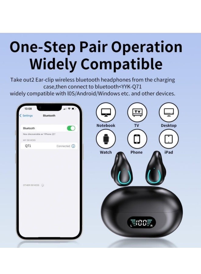 Open Ear Bone Conduction Earphones Bluetooth 5.3 Wireless Clip-On Earbuds with Digital Display Charging Case Sports Earphones Built-in Microphone IPX7 Waterproof for Running Fitness  - Image 4