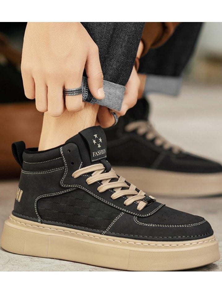 KUYING - New Men's Lightweight Mid Top Casual Retro Board Shoes - Image 1