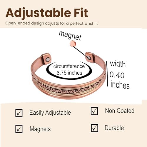 Touchstone Copper Magnetic Hand Forged With Solid And High Gauge Tibetan Style Chains Pattern Minimalistic Elegance Pure Copper Bracelet In Two Tones. - Image 5