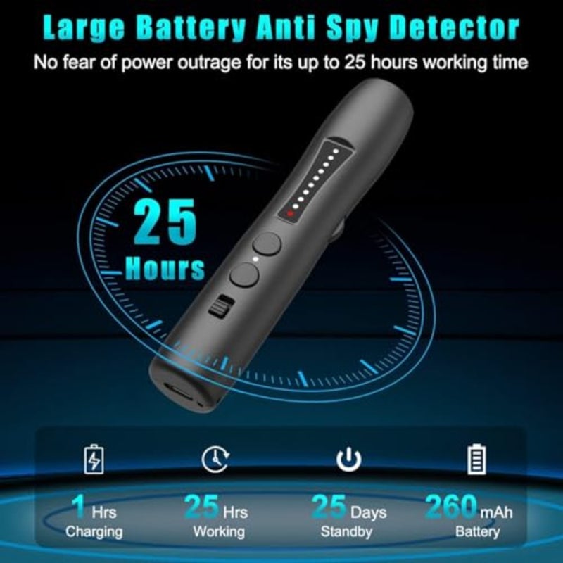 Hidden Camera Detectors, Privacy Protector, RF Signal Scanner 9 Levels Sensitivity, 0-15m Accurate Anti Spy Detector Bug Detector GPS Tracker Spy Camera Detector for Hotels Office Travel - Image 4