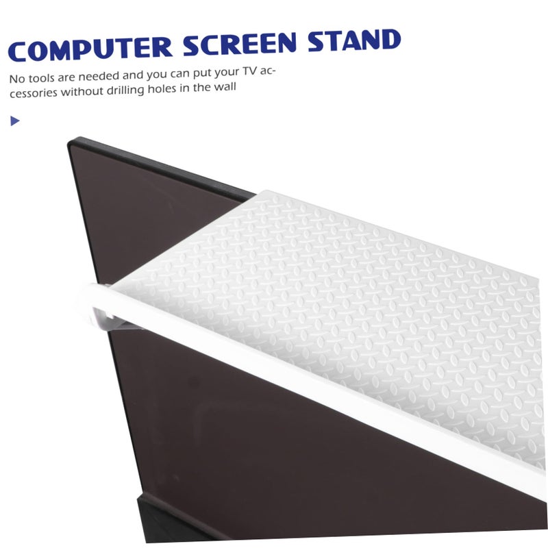 Adjustable TV Shelf Storage Bracket Non Skid No Drill Design Large White Space Saving Organizer Stand - Image 4