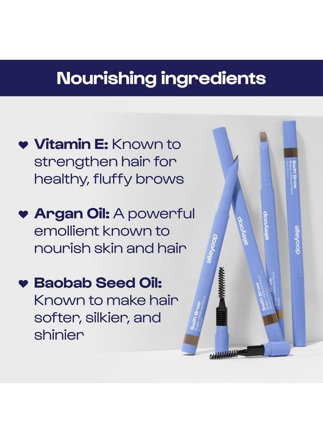ALLEYOOP Swift Brow All-In-One Brow Definition With Built-In Sharpener & Spoolie Brush - Medium Brown - Water & Smudge-Resistant Eyebrow Definer Pencil With Natural Matte Finish - Vegan & Cruelty-Free  - Image 2