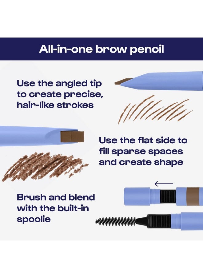 ALLEYOOP Swift Brow All-In-One Brow Definition With Built-In Sharpener & Spoolie Brush - Medium Brown - Water & Smudge-Resistant Eyebrow Definer Pencil With Natural Matte Finish - Vegan & Cruelty-Free  - Image 1