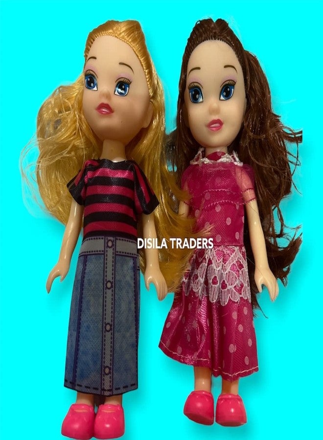 DISILA TRADERS Pretty Sister Small Dolls Toys for Girls- Pack of 2 | Cute Mini Dolls in Random Colors & Designs | Adorable Pretend Play Set for Kids | Encourages Imagination, Social Skills - Image 2