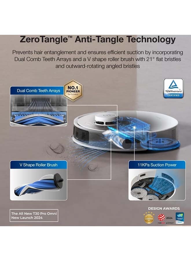 إيكوفاكس المكنسة الكهربائية الروبوتية  DEEBOT T30 PRO Omni 1000 W DDX14، باللون الأبيض. 1000.0 W DDX14 - Image 3