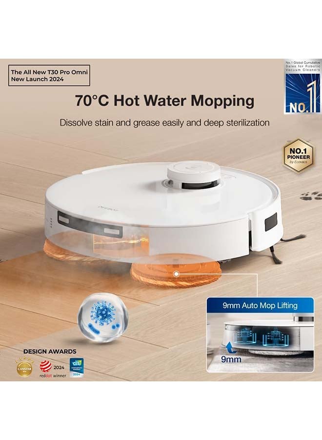 إيكوفاكس المكنسة الكهربائية الروبوتية  DEEBOT T30 PRO Omni 1000 W DDX14، باللون الأبيض. 1000.0 W DDX14 - Image 4