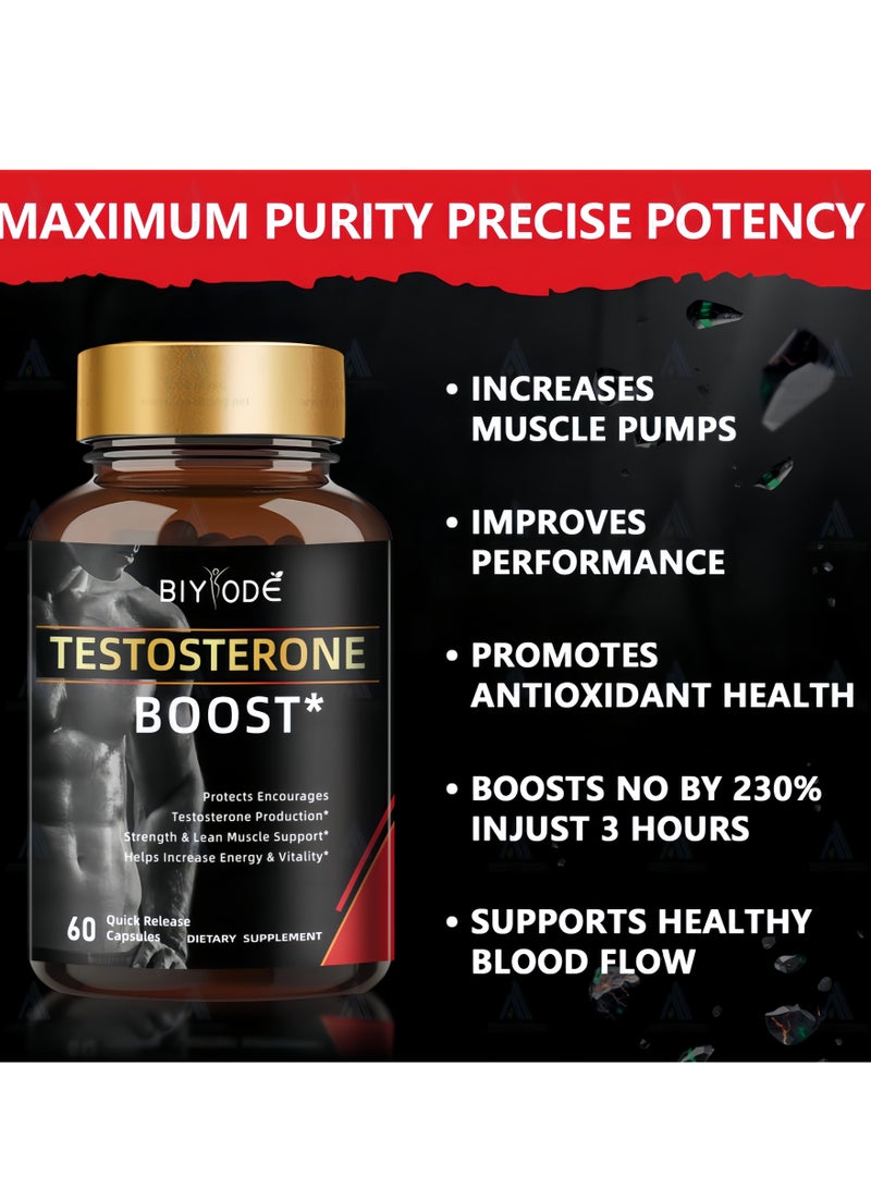 BIYODE Testosterone booster for men   Supplement For Men Boost Energy Increase Stamina  Enhance Vitality And Performance Daily Workout Supplements for Men 60 Pills - Image 3