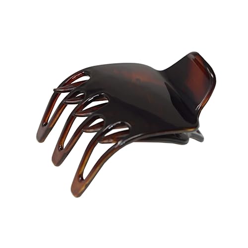 Parcelona French Wide Paw Tortoise Shell Brown 2 Celluloid Covered Spring Side Slide In Jaw Yoga Hair Claw Clip for Women and Girls - Image 2