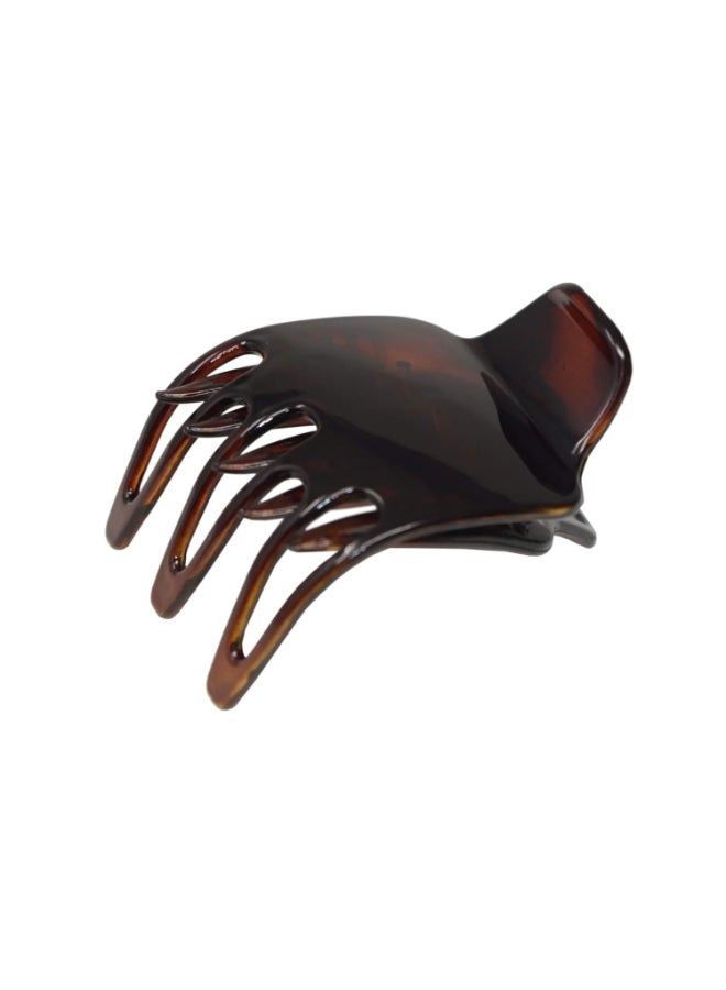 Parcelona French Wide Paw Tortoise Shell Brown 2 Celluloid Covered Spring Side Slide In Jaw Yoga Hair Claw Clip for Women and Girls - Image 3