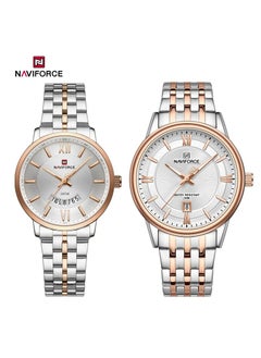 Luxury Couple's Watch Set – Silver & Rose Gold Waterproof Stainless Steel Elegant Design